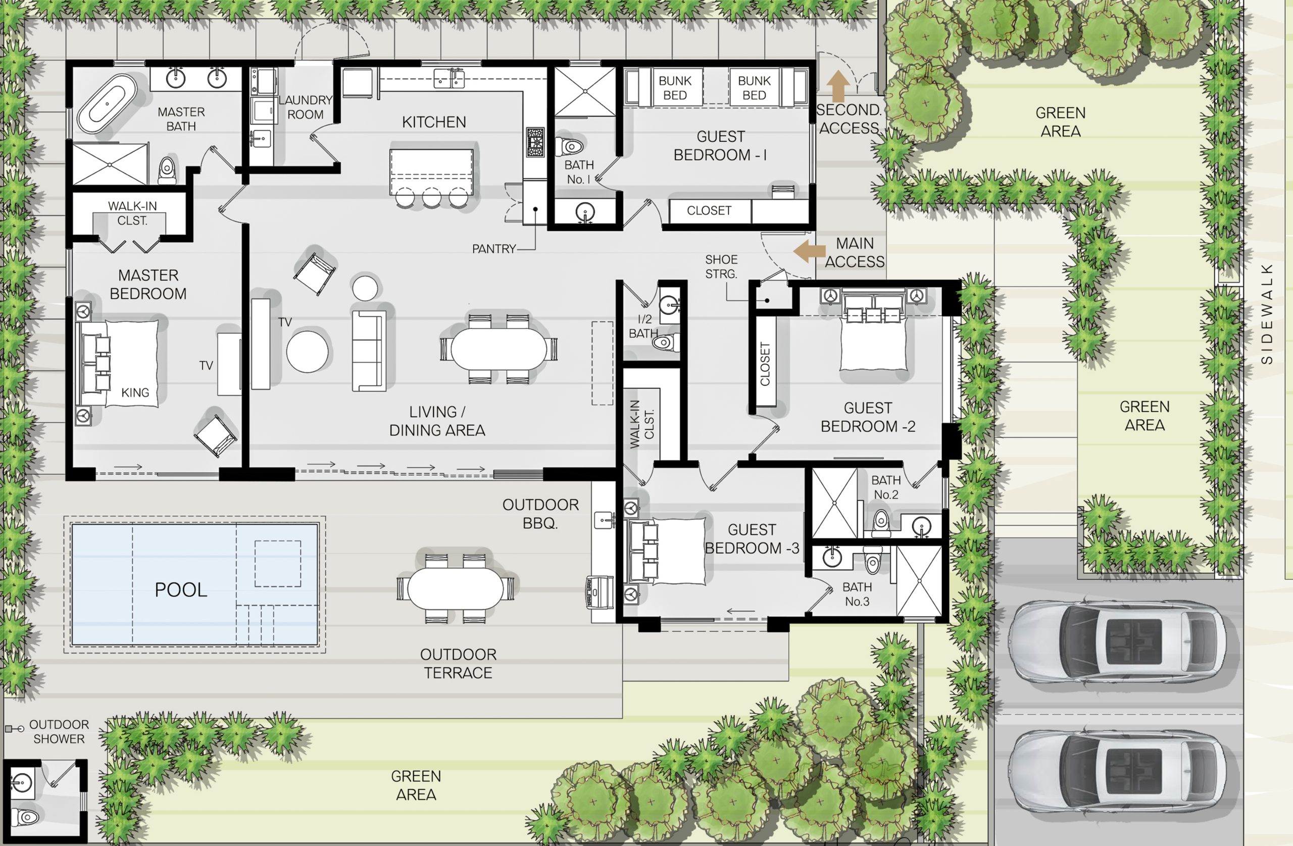 Casa Tres Floor Plan — click to enlarge
